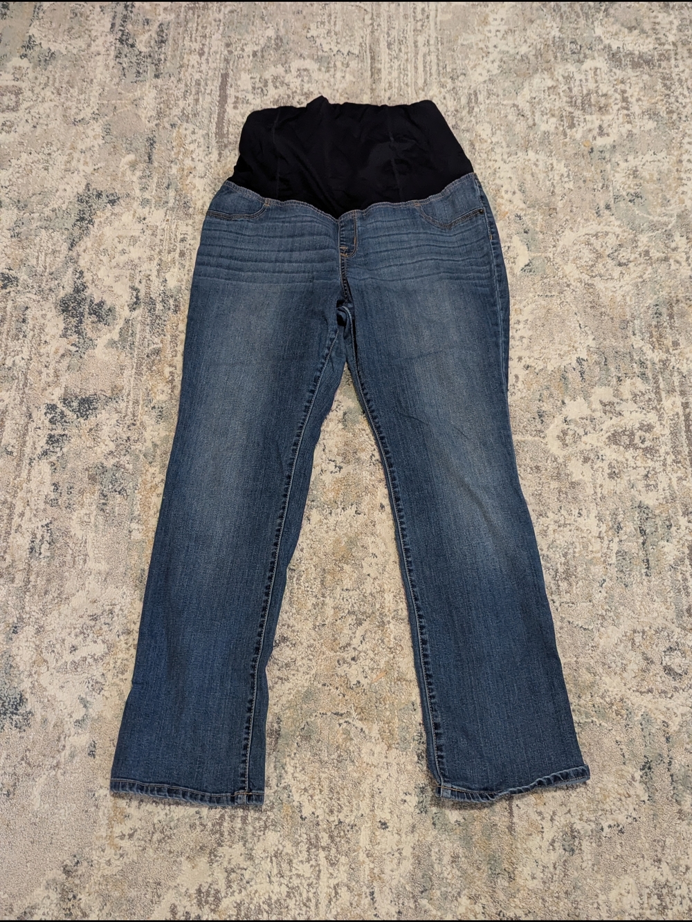 Maternity Blue Denim Jeans with Black Stretch Waistband